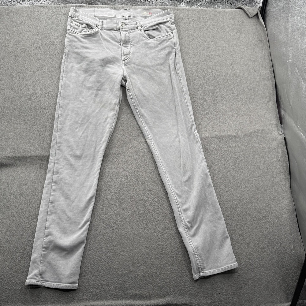 Faherty Brand Jeans Mens 35x32 (Fits 34/32) Gray Slim Straight Stretch Denim.